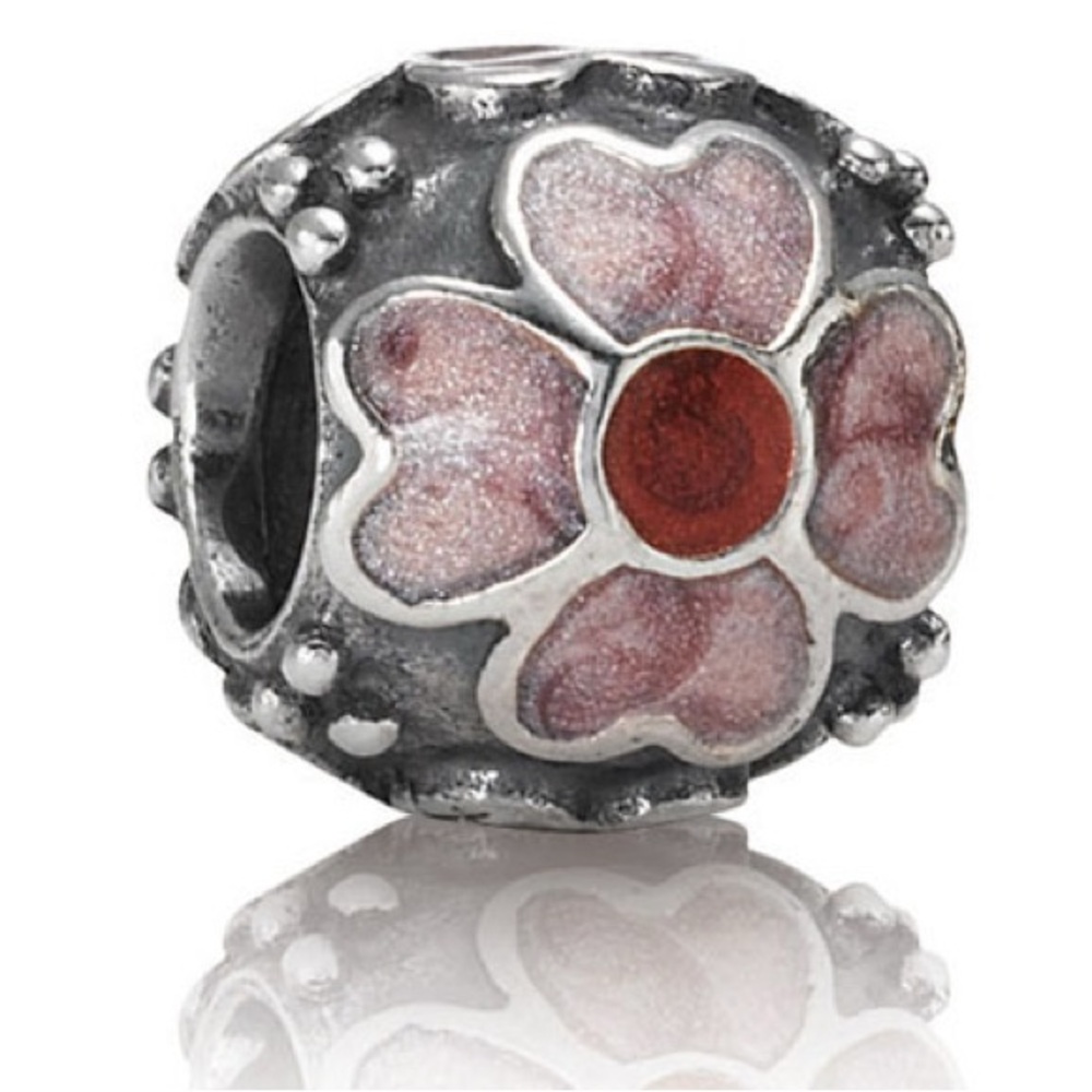 Genuine Retired PANDORA Red Daisy Charm with Enamel; 790433ER